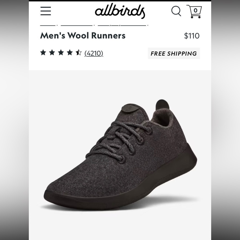Allbirds mens wool sneakers size 10